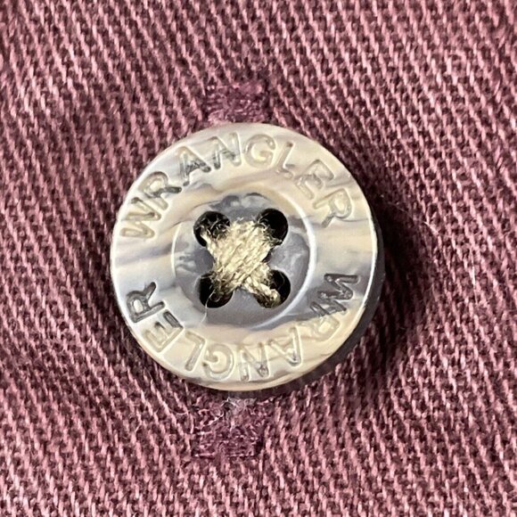 Wrangler Button Up Chambray Shirt Men’s 2XL Cotton Stretch Long Sleeve Maroon - Picture 9 of 10